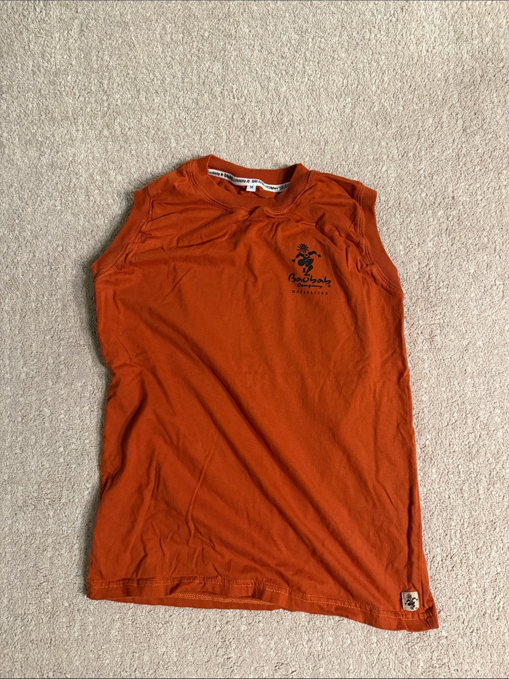 Baobab Collection Men's Orange Sleeveless Tank with Logo